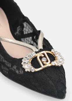 Liu Jo Bailarinas de encaje con logotipo de pedrería-Mujer Mocasines