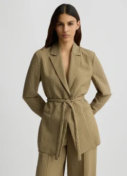 Liu Jo Blazer a rayas con cinturón-Mujer Chaquetas|Tailleur