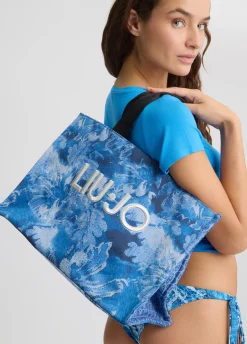 Liu Jo Bolso tote grande de denim estampado-Mujer Tote Bags