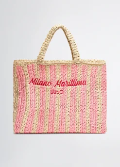 Liu Jo Bolso tote mediano de rafia a rayas-Mujer Tote Bags|Moda Baño