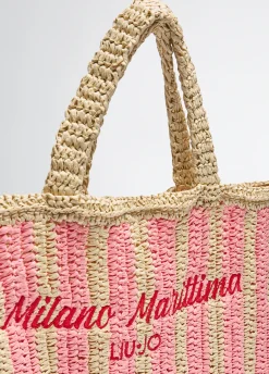 Liu Jo Bolso tote mediano de rafia a rayas-Mujer Tote Bags|Moda Baño