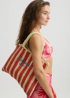 Liu Jo Bolso tote mediano de rafia a rayas-Mujer Tote Bags|Moda Baño