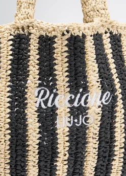 Liu Jo Bolso tote mediano de rafia a rayas-Mujer Tote Bags|Moda Baño