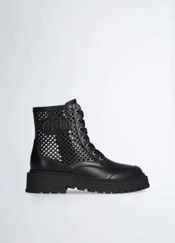 Liu Jo Botas militares de piel perforada-Mujer Botas Y Botines