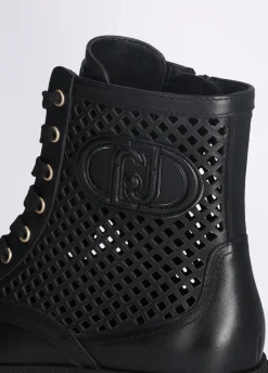 Liu Jo Botas militares de piel perforada-Mujer Botas Y Botines