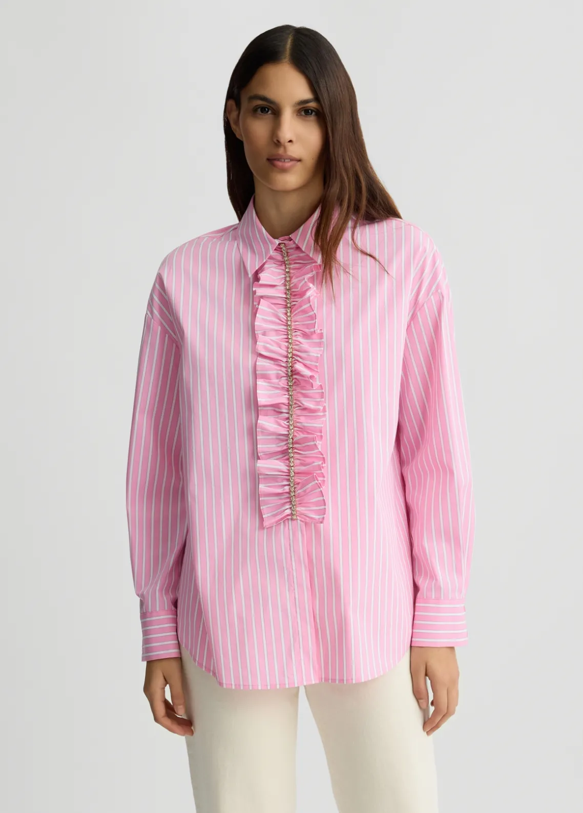 Liu Jo Camisa a rayas con volantes-Mujer Camisas Y Blusas