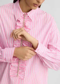 Liu Jo Camisa a rayas con volantes-Mujer Camisas Y Blusas
