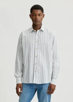 Liu Jo Camisa a rayas de algodón y lino-Hombre Camisas