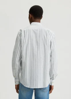 Liu Jo Camisa a rayas de algodón y lino-Hombre Camisas