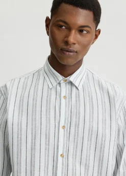 Liu Jo Camisa a rayas de algodón y lino-Hombre Camisas
