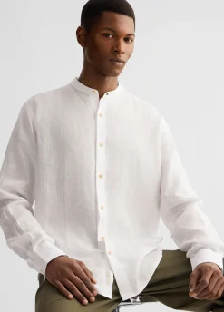 Liu Jo Camisa con cuello mao 100% lino-Hombre Camisas
