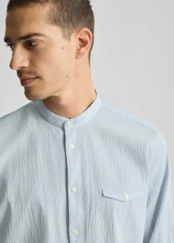 Liu Jo Camisa de Cuello Mao-Hombre Camisas