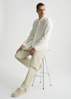 Liu Jo Camisa de Cuello Mao-Hombre Camisas