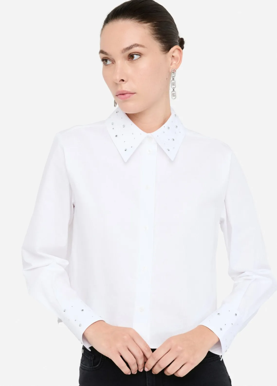 Liu Jo Camisa de popelina con strass-Mujer Camisas Y Blusas