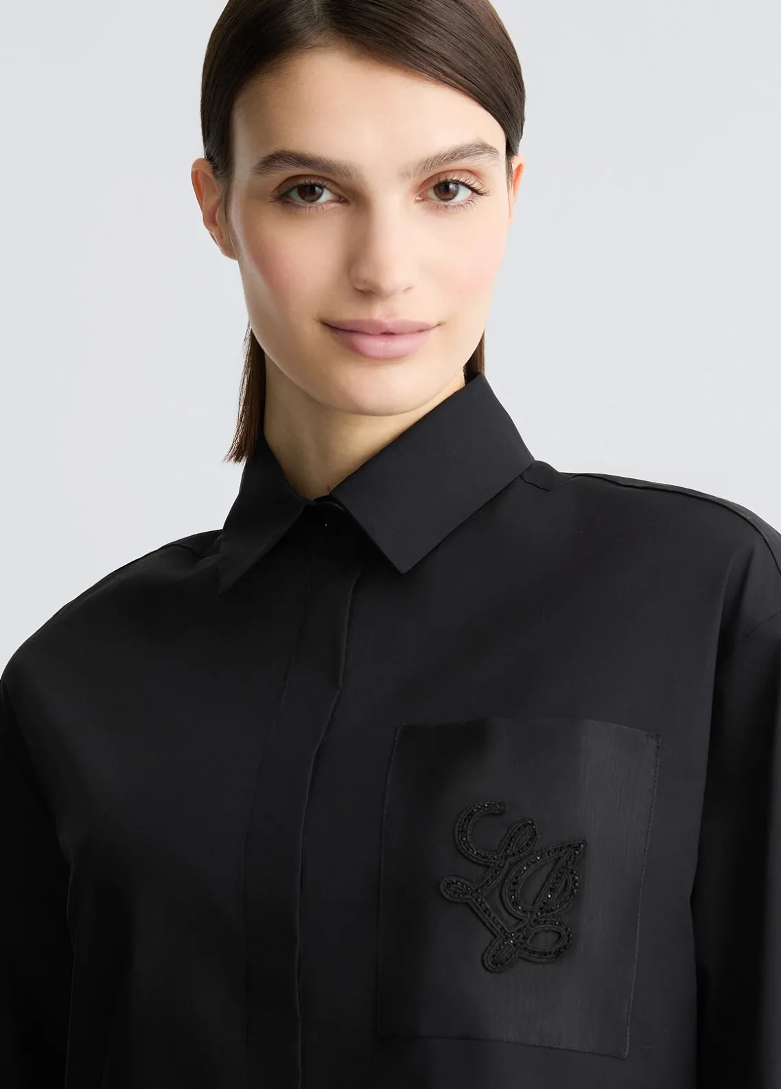 Liu Jo Camisa de popelina con strass-Mujer Camisas Y Blusas