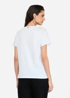 Liu Jo Camiseta con bordados de pedrería-Mujer Camisetas Y Tops