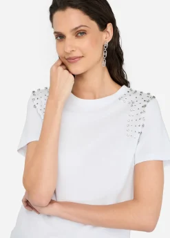 Liu Jo Camiseta con bordados de pedrería-Mujer Camisetas Y Tops