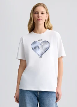 Liu Jo Camiseta con corazón y strass-Mujer Camisetas Y Tops