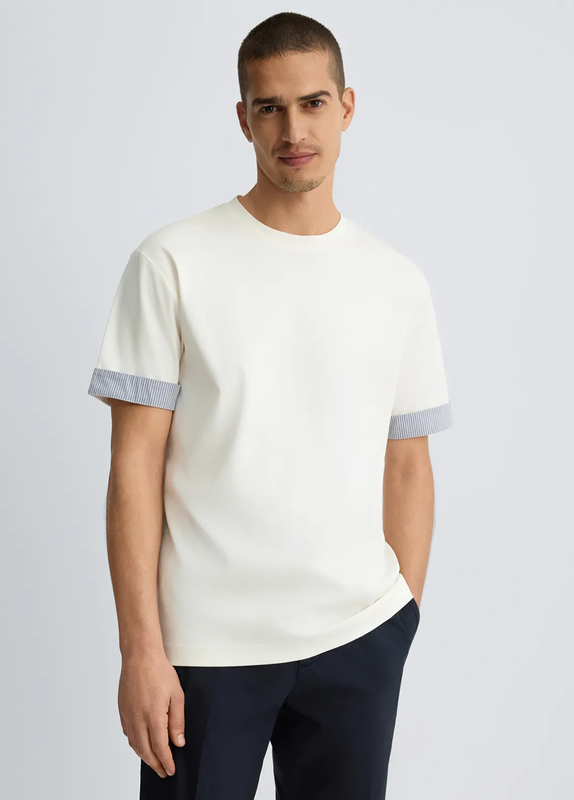 Liu Jo Camiseta con detalles de popelina-Hombre Polos Y Camisetas