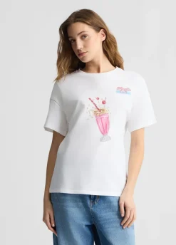 Liu Jo Camiseta con estampado y strass-Mujer Camisetas Y Tops