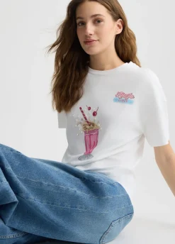 Liu Jo Camiseta con estampado y strass-Mujer Camisetas Y Tops