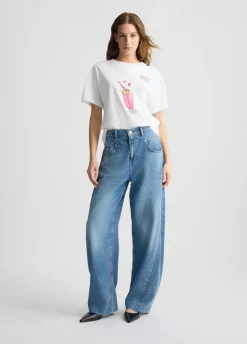 Liu Jo Camiseta con estampado y strass-Mujer Camisetas Y Tops