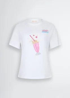 Liu Jo Camiseta con estampado y strass-Mujer Camisetas Y Tops