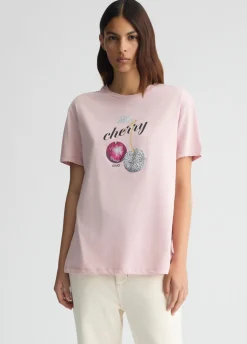 Liu Jo Camiseta con estampado y strass-Mujer Camisetas Y Tops
