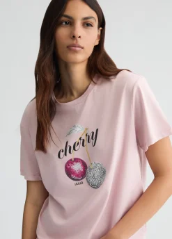 Liu Jo Camiseta con estampado y strass-Mujer Camisetas Y Tops