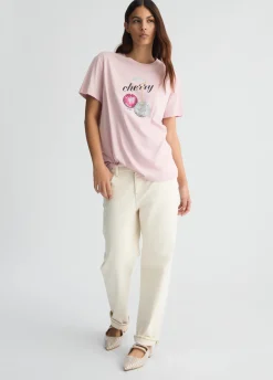 Liu Jo Camiseta con estampado y strass-Mujer Camisetas Y Tops