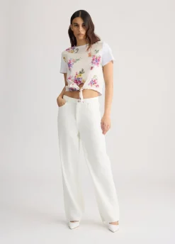 Liu Jo Camiseta con estampado y nudo-Mujer Camisetas Y Tops