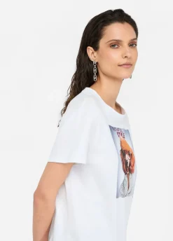 Liu Jo Camiseta con estampado y strass-Mujer Camisetas Y Tops