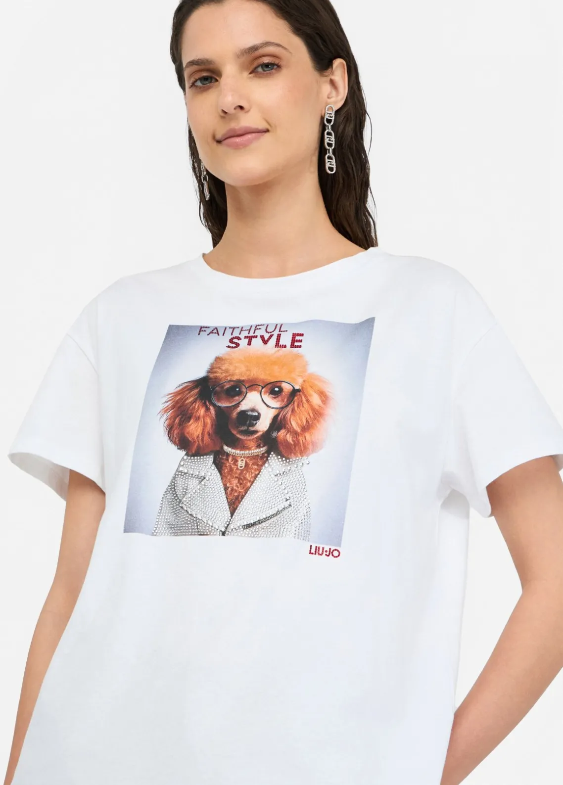 Liu Jo Camiseta con estampado y strass-Mujer Camisetas Y Tops