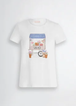 Liu Jo Camiseta con estampado y strass-Mujer Camisetas Y Tops