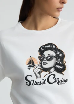 Liu Jo Camiseta con estampado y strass-Mujer Camisetas Y Tops