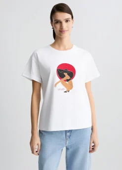 Liu Jo Camiseta con estampado y strass-Mujer Moda Baño|Camisetas Y Tops