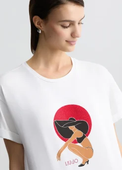 Liu Jo Camiseta con estampado y strass-Mujer Moda Baño|Camisetas Y Tops