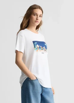 Liu Jo Camiseta con estampado y strass-Mujer Camisetas Y Tops