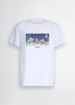 Liu Jo Camiseta con estampado y strass-Mujer Camisetas Y Tops