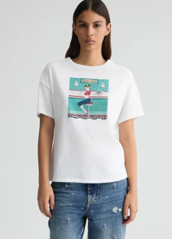 Liu Jo Camiseta con estampado y strass-Mujer Camisetas Y Tops