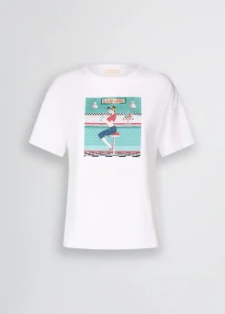 Liu Jo Camiseta con estampado y strass-Mujer Camisetas Y Tops