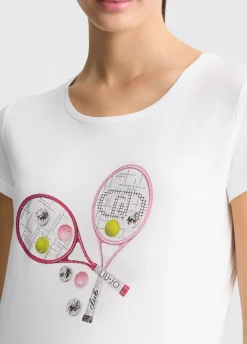 Liu Jo Camiseta con estampado y strass-Mujer Camisetas Y Tops
