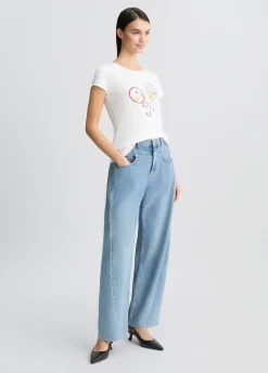 Liu Jo Camiseta con estampado y strass-Mujer Camisetas Y Tops