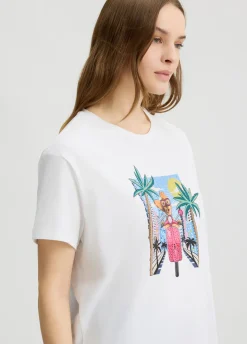 Liu Jo Camiseta con estampado y strass-Mujer Camisetas Y Tops