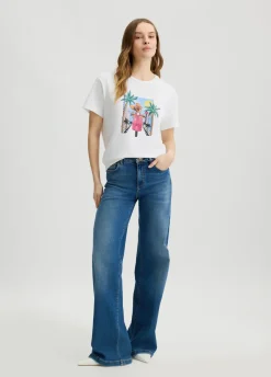 Liu Jo Camiseta con estampado y strass-Mujer Camisetas Y Tops