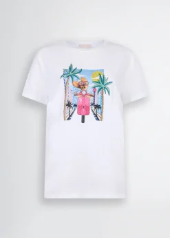 Liu Jo Camiseta con estampado y strass-Mujer Camisetas Y Tops