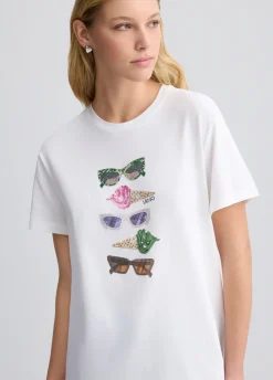 Liu Jo Camiseta con estampado y strass-Mujer Camisetas Y Tops