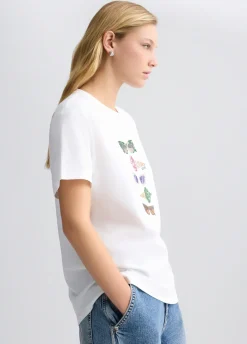 Liu Jo Camiseta con estampado y strass-Mujer Camisetas Y Tops