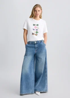 Liu Jo Camiseta con estampado y strass-Mujer Camisetas Y Tops