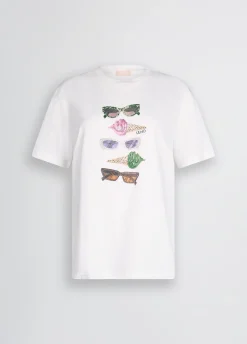 Liu Jo Camiseta con estampado y strass-Mujer Camisetas Y Tops